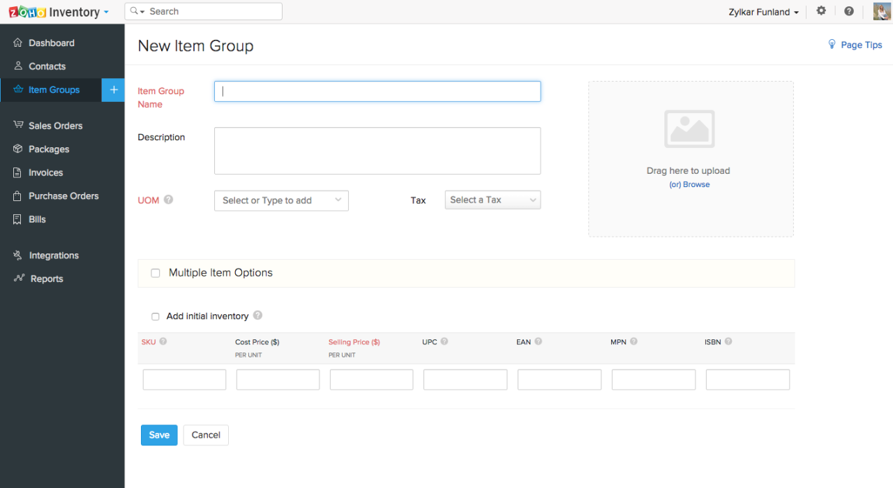 Zoho inventory
