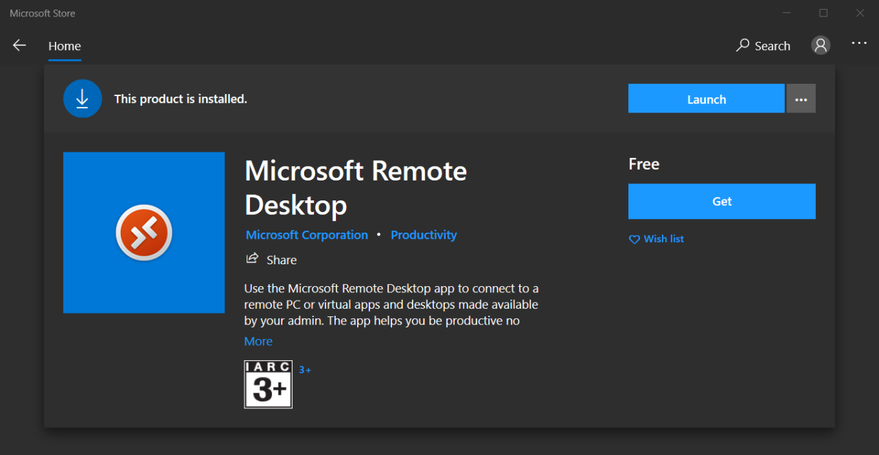 Microsoft remote desktop