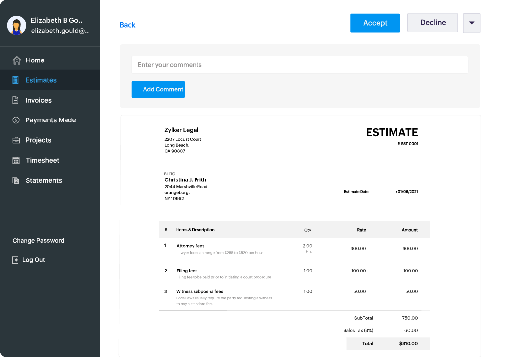 Zoho invoice