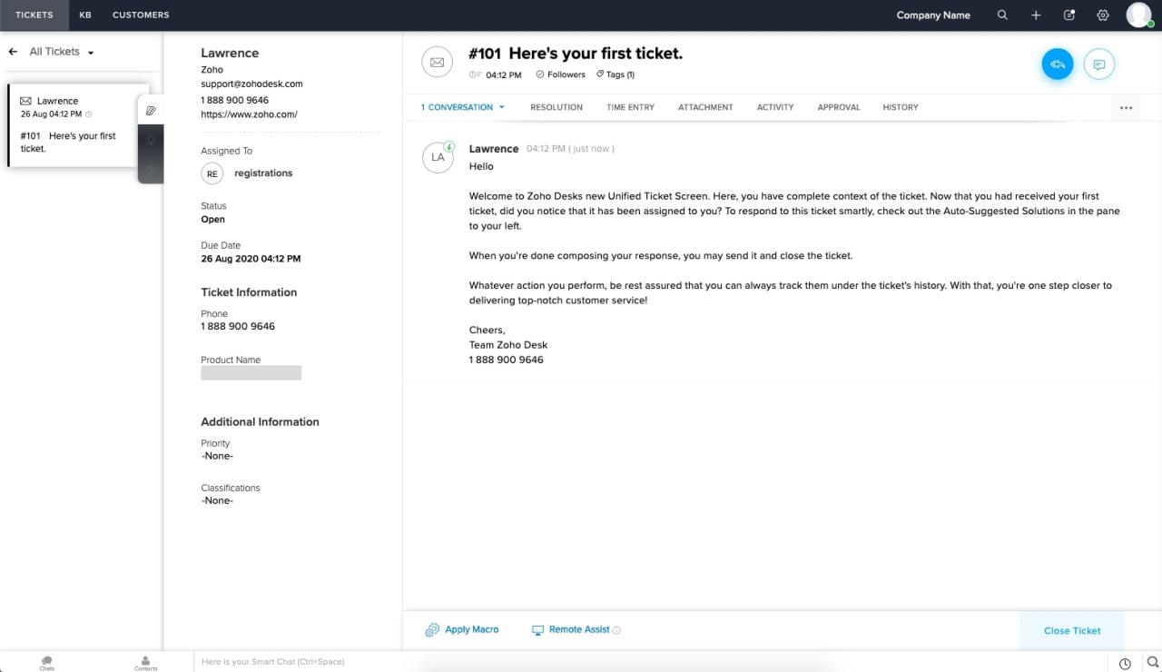 Zoho desk