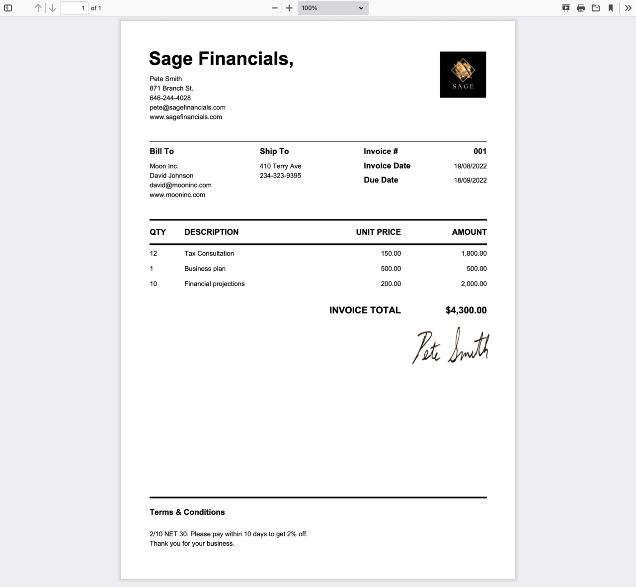 Free invoice generator