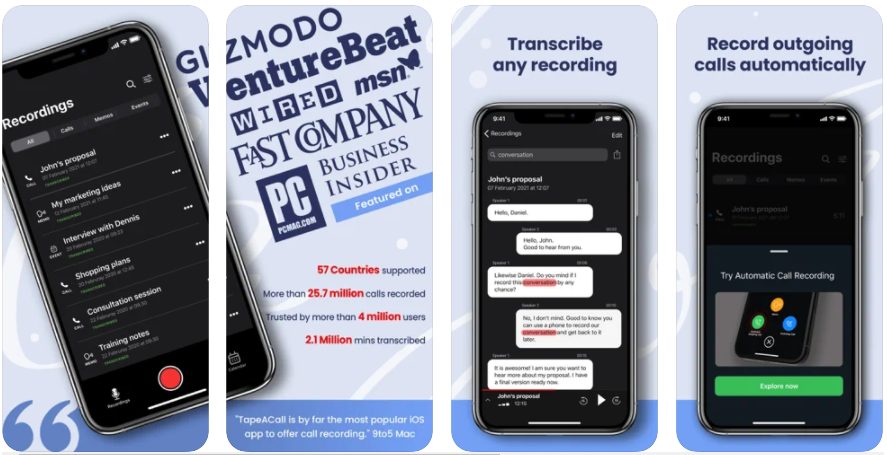 Phone call recording app